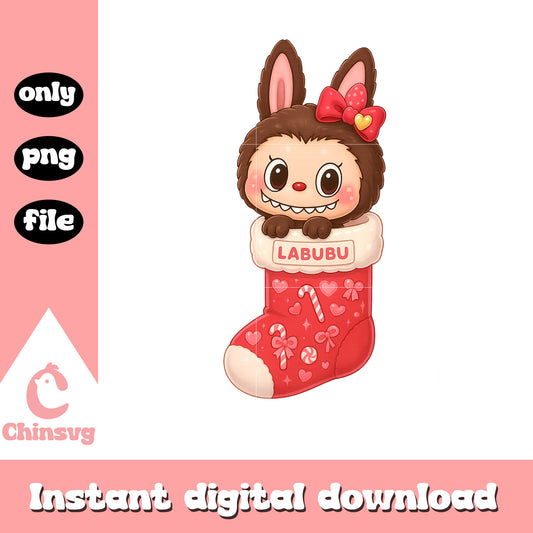 Christmas stocking with labubu png, labubu characters png
