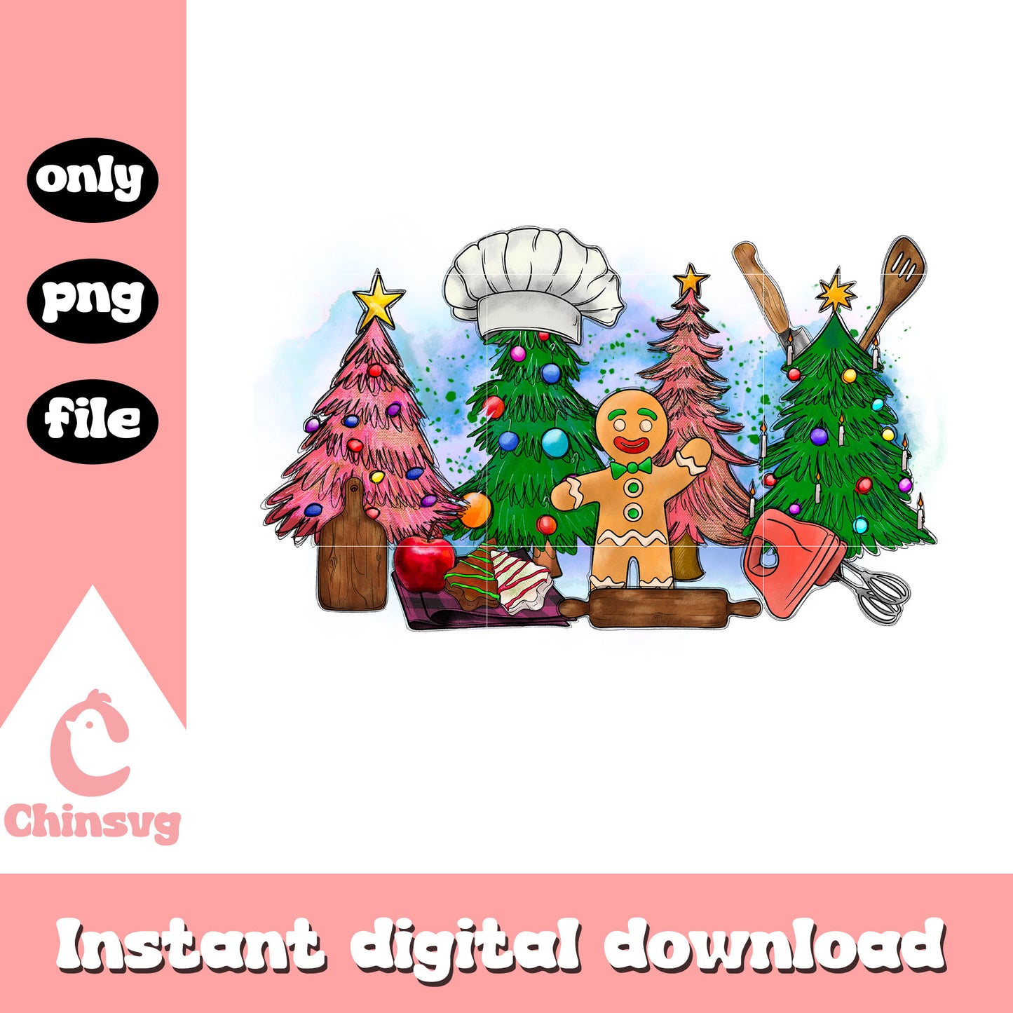 Christmas tree cookie baking design png, christmas png