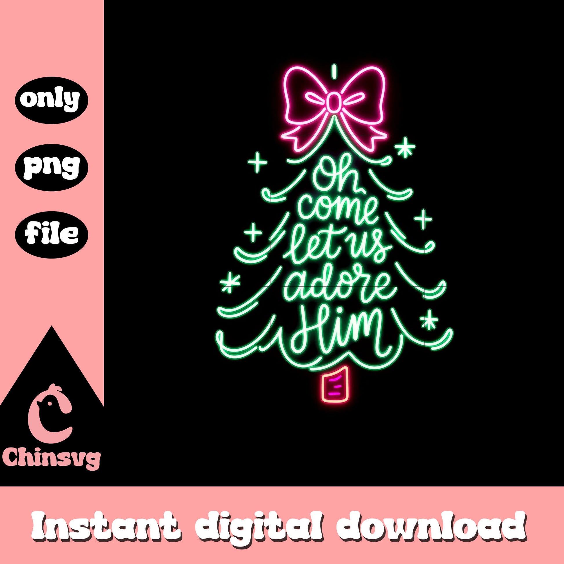 Christmas tree coquette bow neon png, christmas clip art png