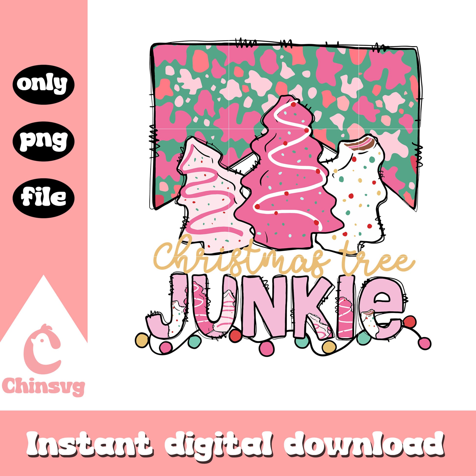 Christmas tree junkie decoration png, christmas trees png
