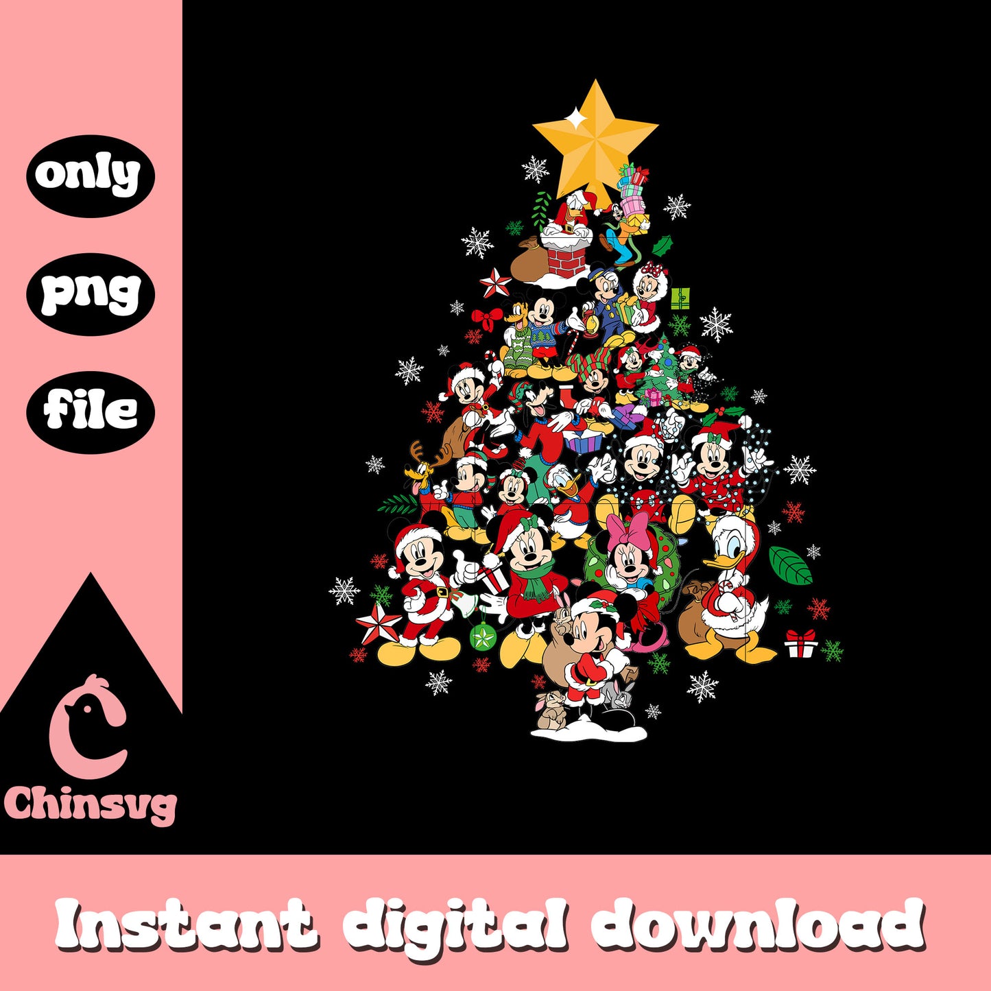 Christmas tree mickey decor png, christmas decorations png