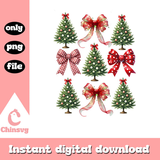 Christmas tree with bow ties design png, christmas tree clipart png​