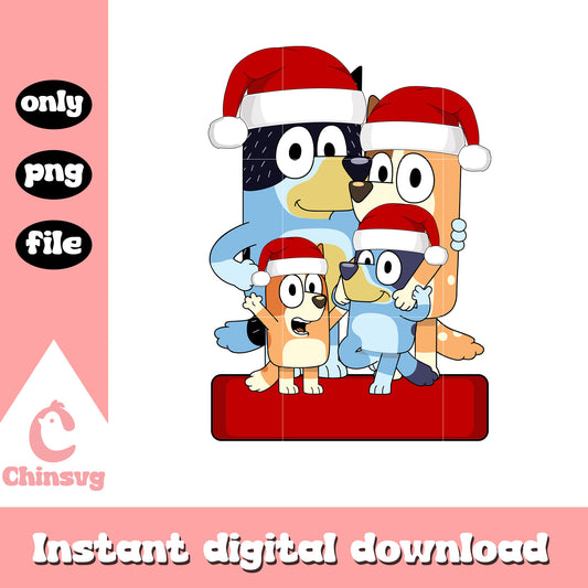 Christmas with bluey family design png, bluey christmas​ png