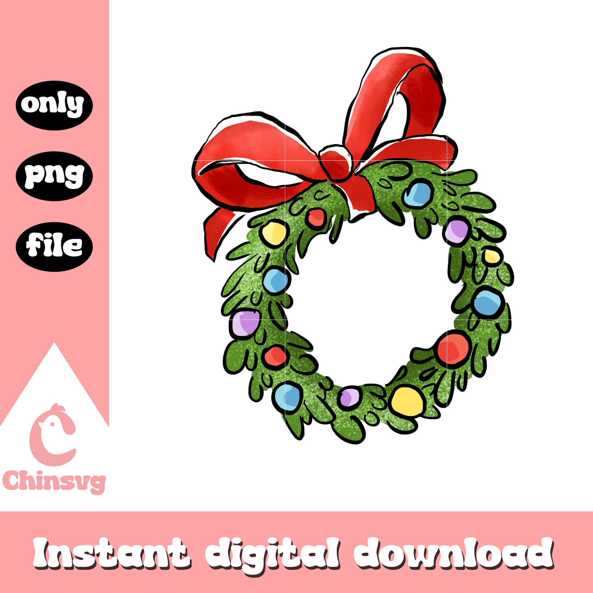 Christmas wreath design png, christmas decorations png