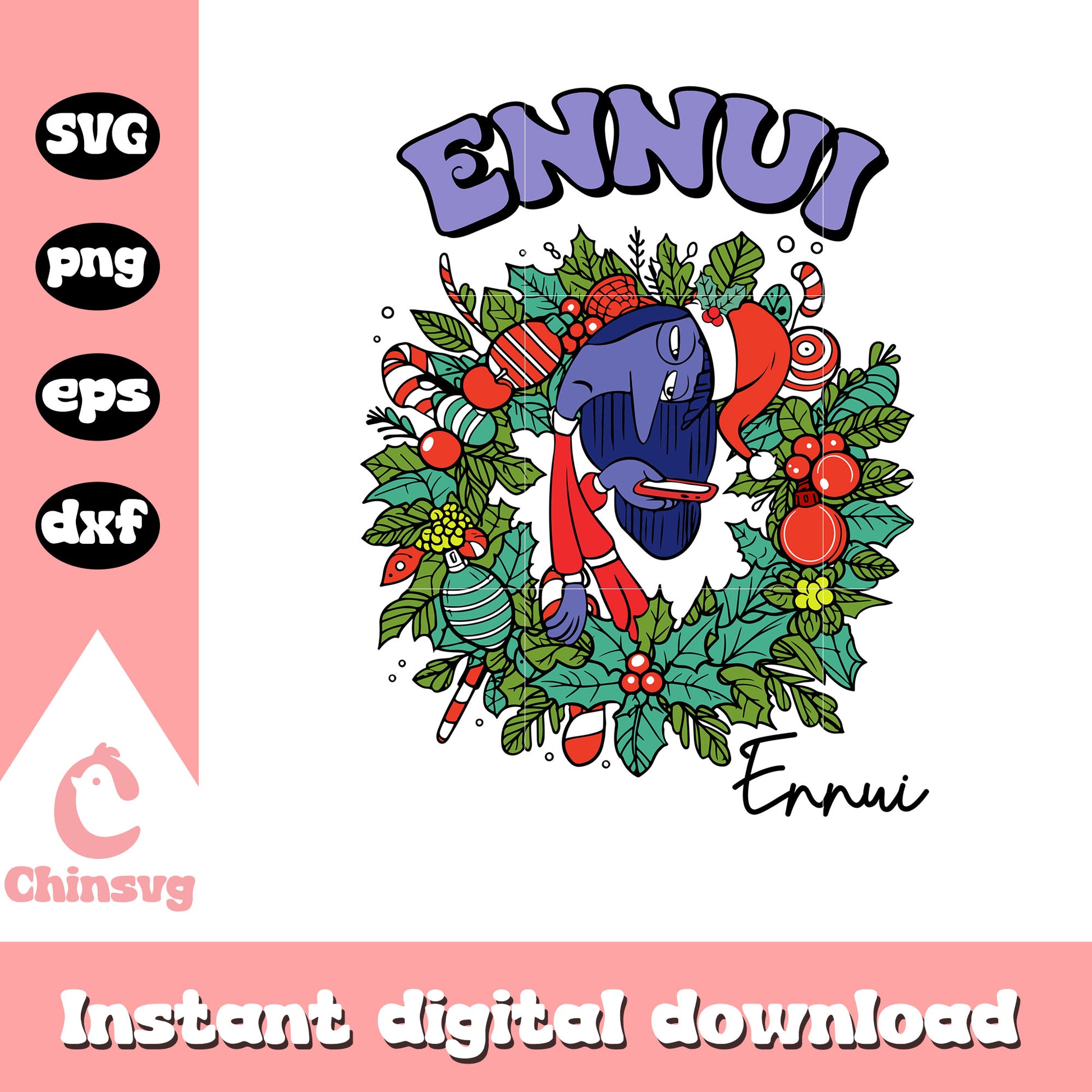 Christmas wreath ennui santa claus svg, inside out costumes svg