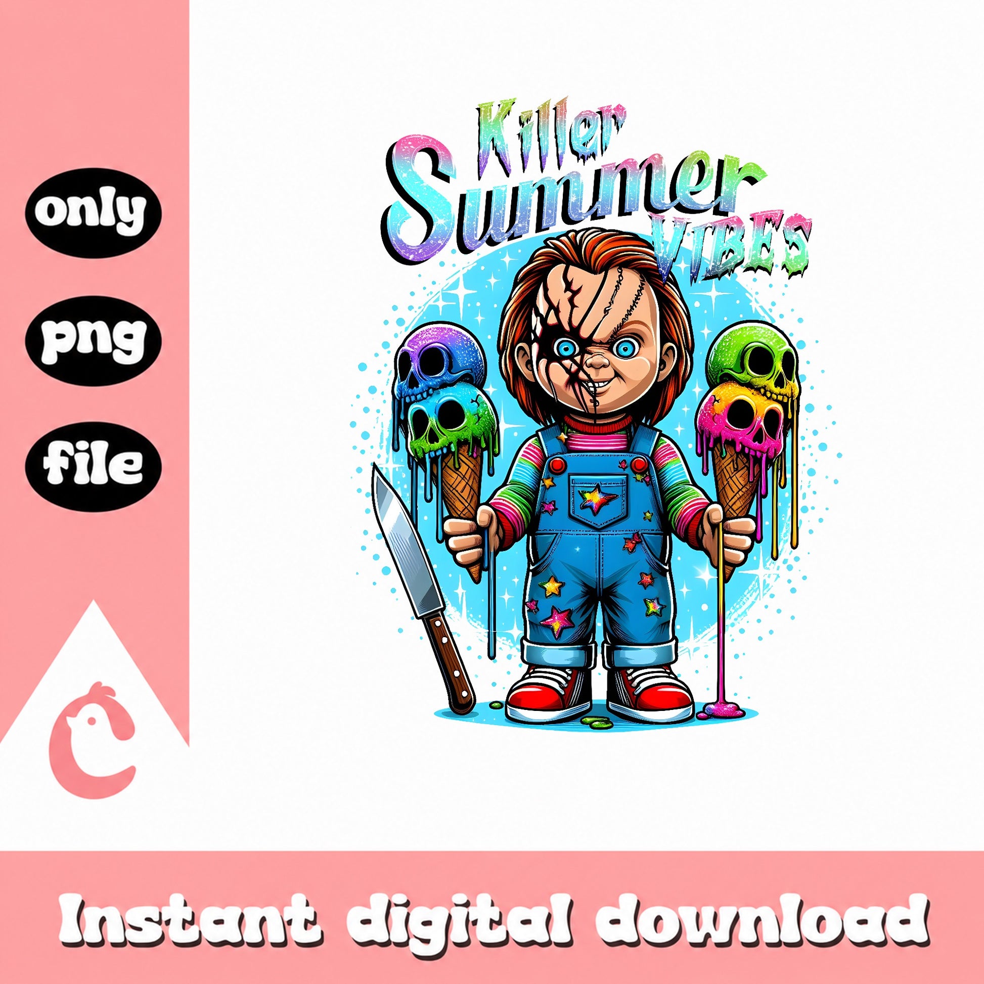 Chucky Killer Summer Vibes PNG, Horror Summer PNG, Chucky PNG