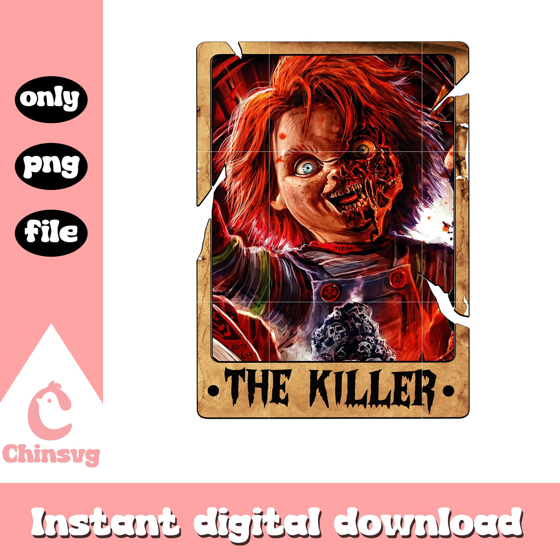 Chucky character the killer design png, scary movies png