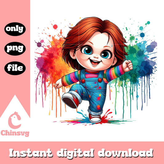 Chucky chibi colorful halloween png, happy halloween png