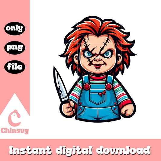 Chucky chibi knife horror png, chucky horror character png