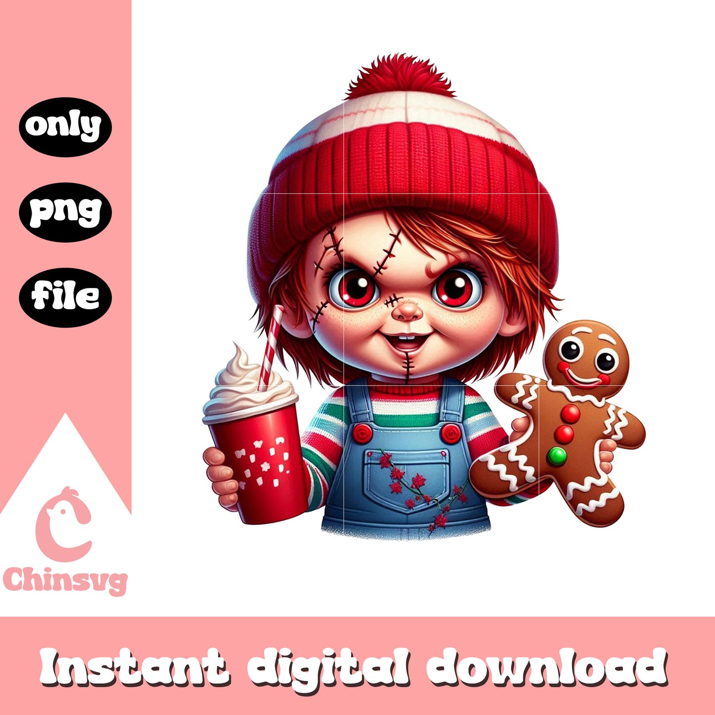 Chucky horror character gingerbread png, horror characters png