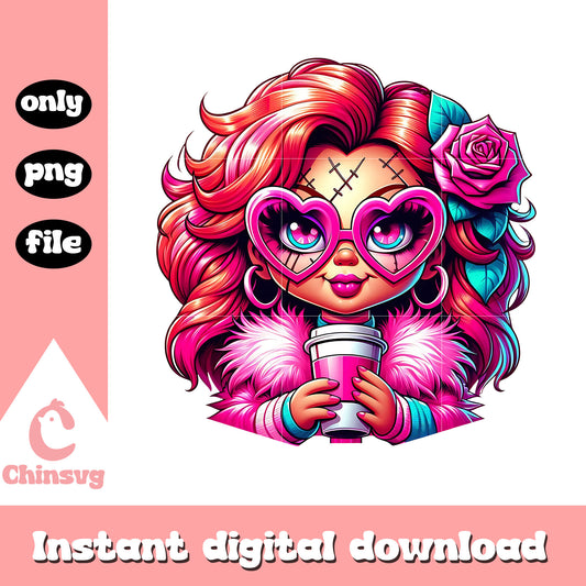 Chucky horror coffee valentine day png, horror valentine png