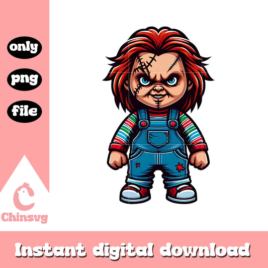 Chucky smiling chibi horror png, chucky chibi horror png