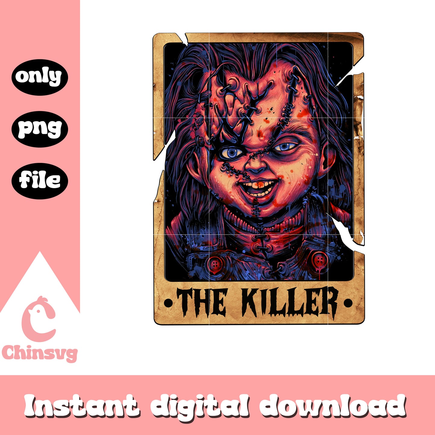 Chucky the killer halloween png, the devil tarot png