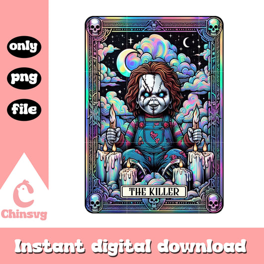 Chucky the killer tarot galaxy card png, chucky horror card png