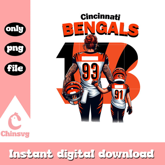 Cincinnati Bengals mom and kids png, nfl football png