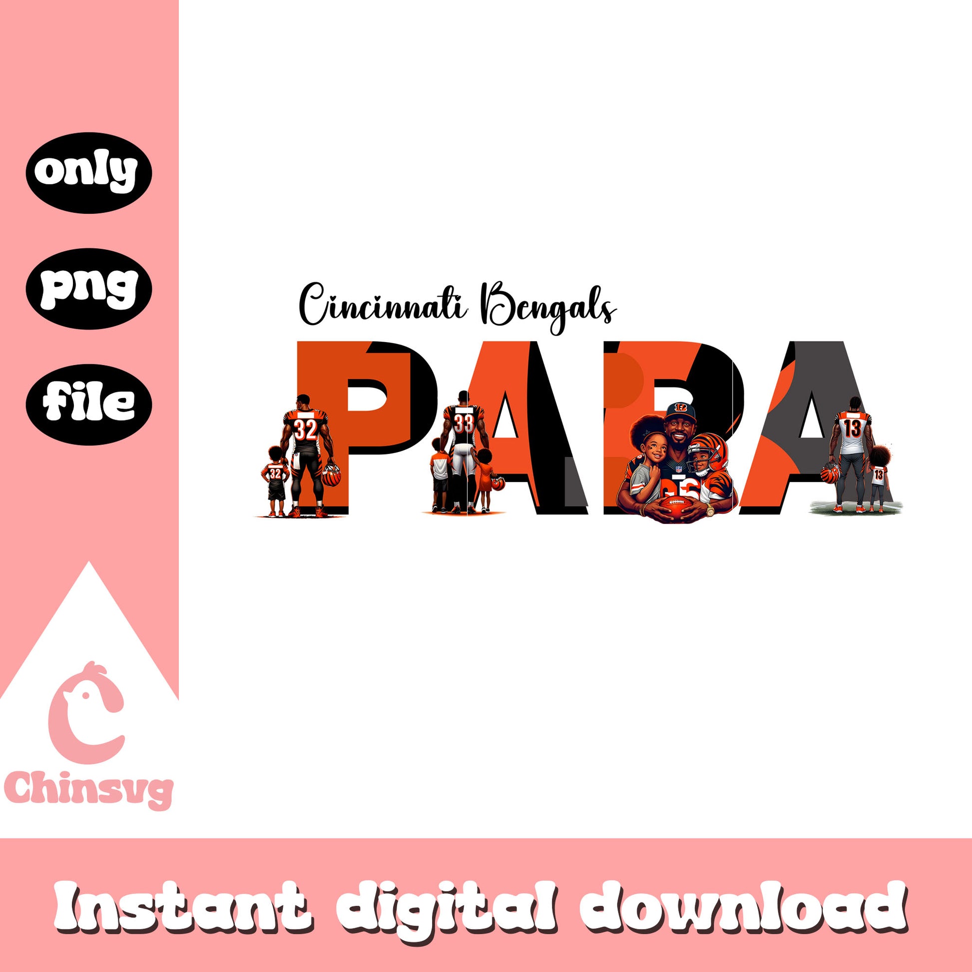 Cincinnati Bengals papa design png, football games png