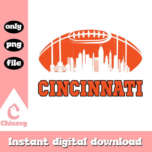 Cincinnati bengals football skyline design svg, rugby ball svg