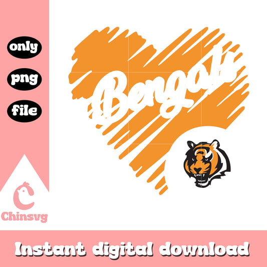 Cincinnati bengals heart shaped football logo svg, cincinnati bengals sticker svg