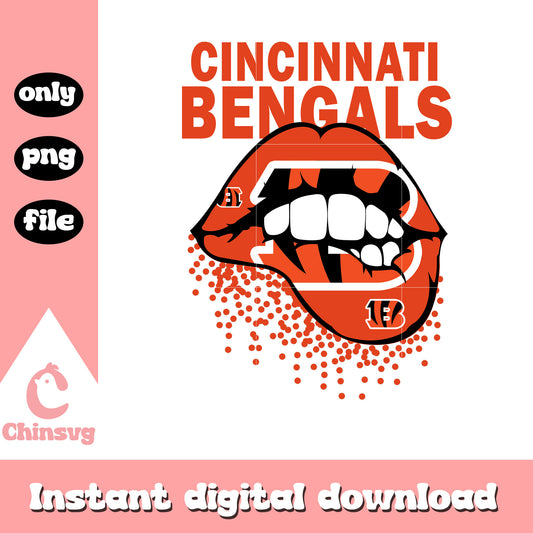 Cincinnati bengals lips design png, bengals football​ png