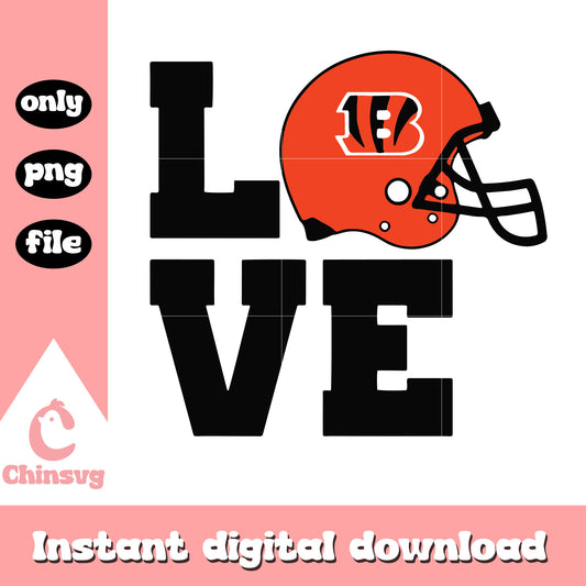 Cincinnati bengals love helmet design svg, cincinnati bengals nfl sport svg