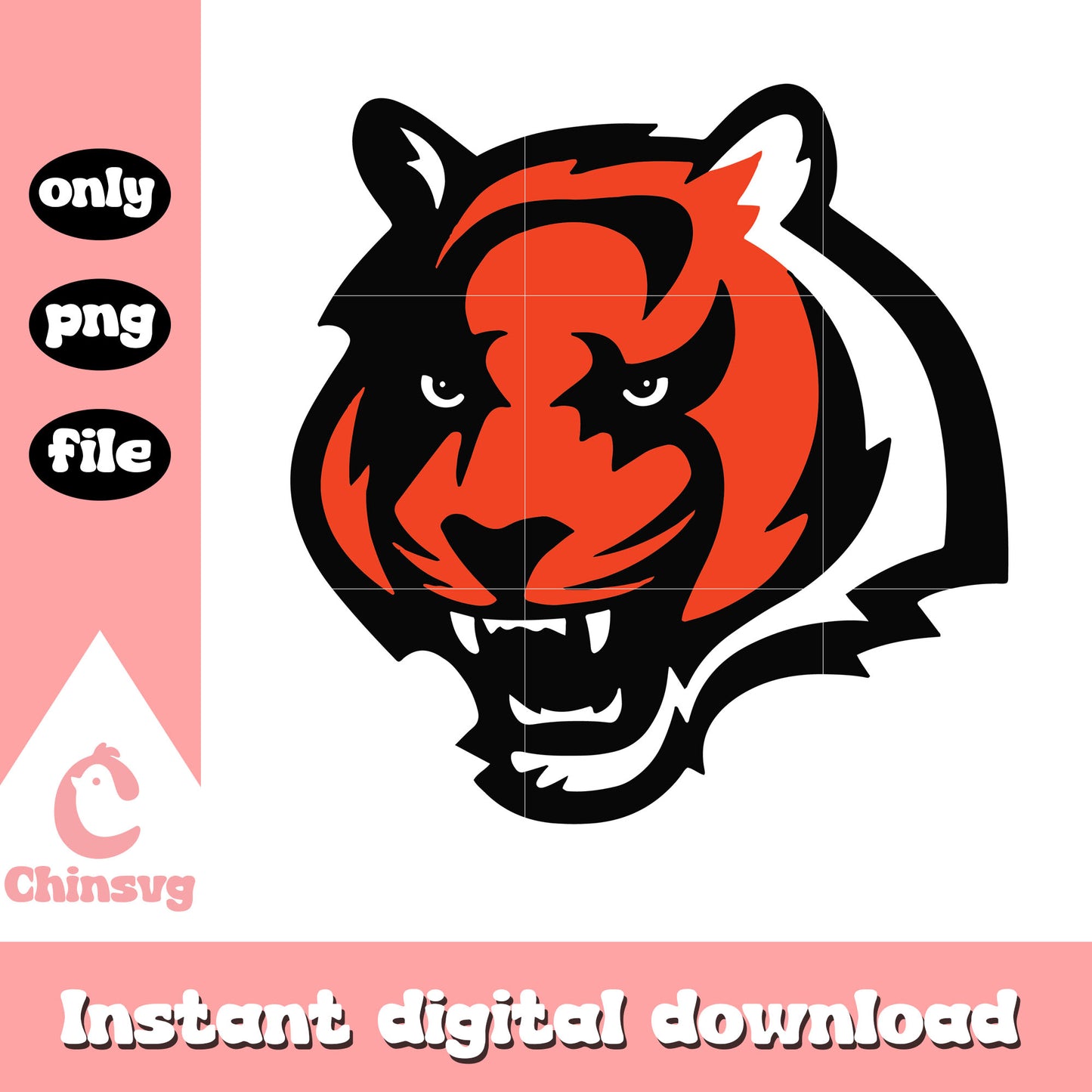 Cincinnati bengals tiger head sign svg, cincinnati bengals nfl svg