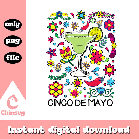 Cinco de mayo design png, cocktail margarita png, cinco de mayo​ png