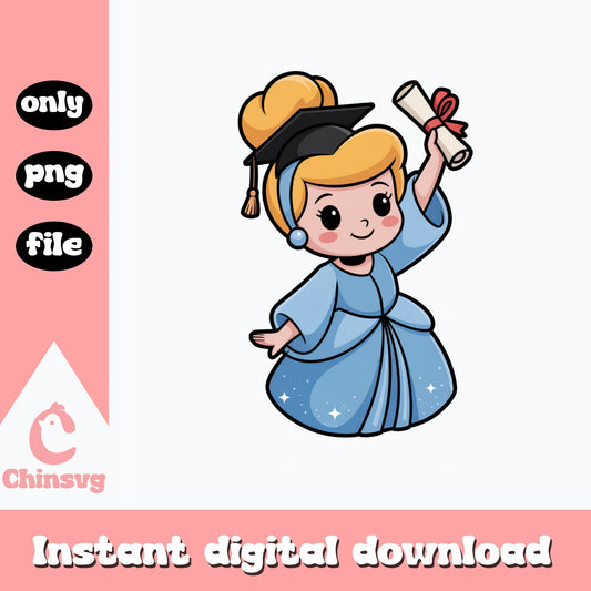 Cinderella Graduation PNG, Disney Princess Graduate, Cute Clipart PNG