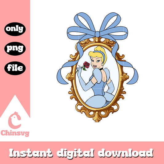 Cinderella and rose mirror design png, disney cartoon png