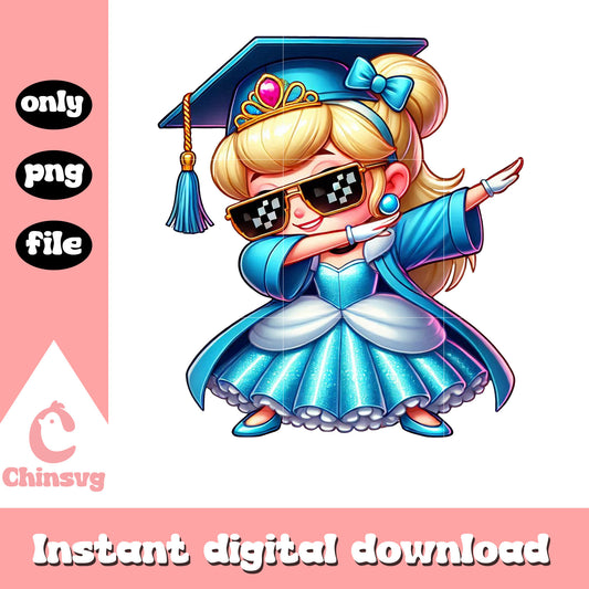 Cinderella chibi graduation design png, graduation png, cinderella png