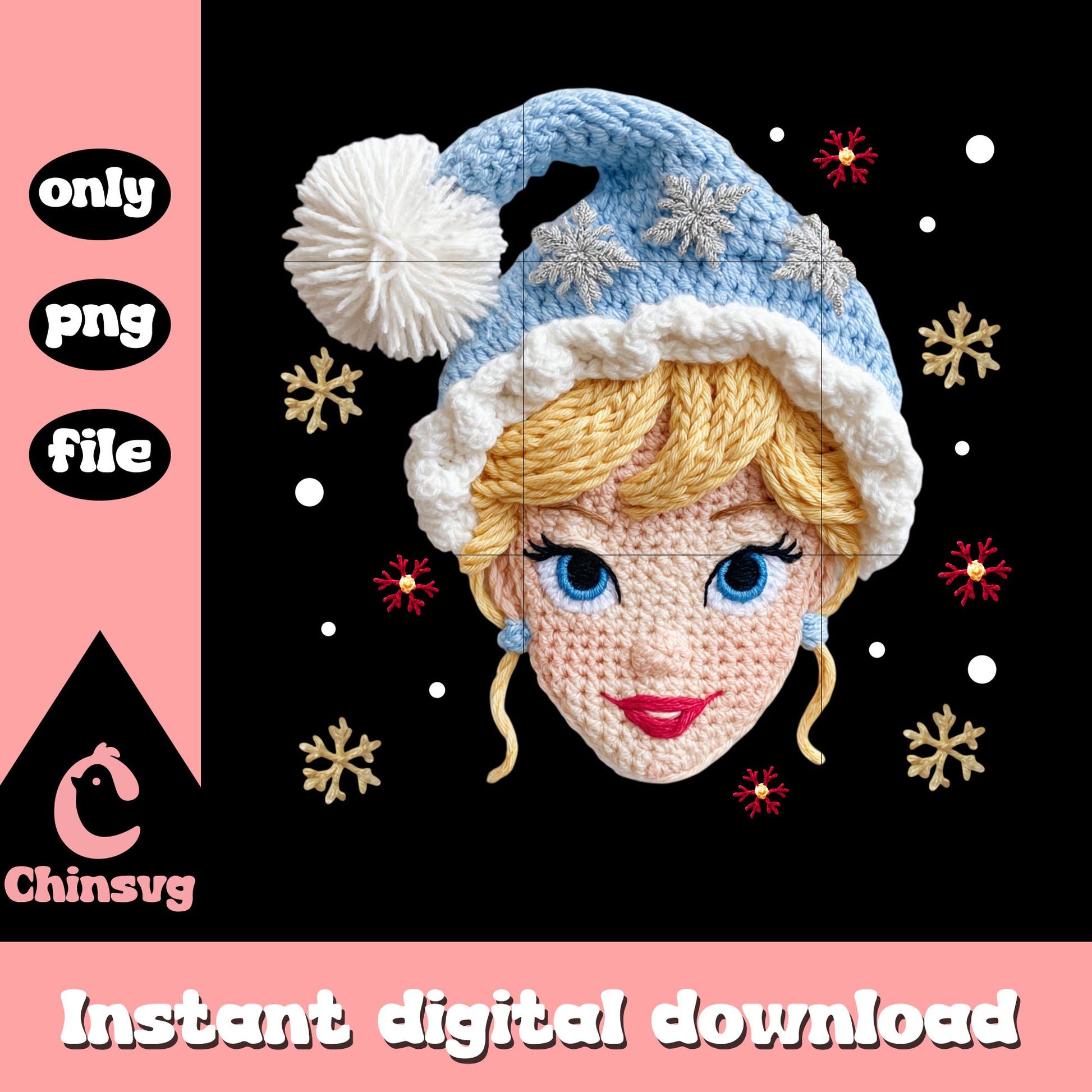 Cinderella head patchwork png, disney princess png