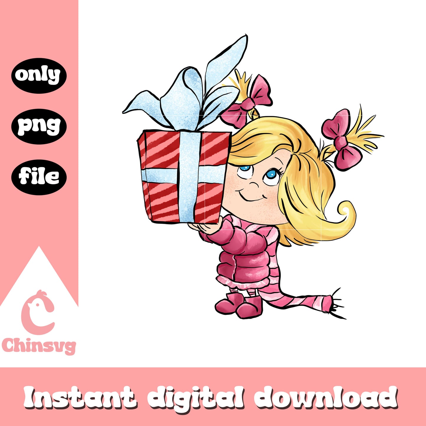 Cindy lou hand christmas gift png, cindy lou grinch png
