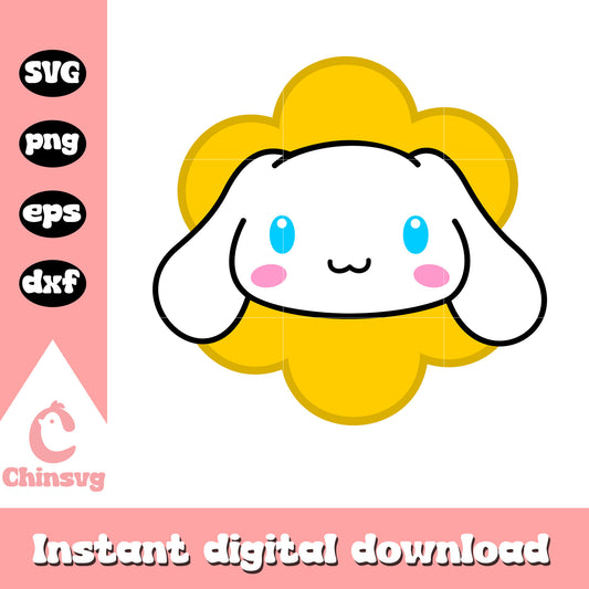 Cinnamoroll face flower svg, cinnamoroll sanrio svg, sanrio svg