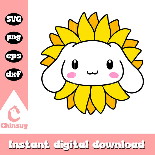 Cinnamoroll face sunflower design svg, sanrio cinnamoroll​ svg