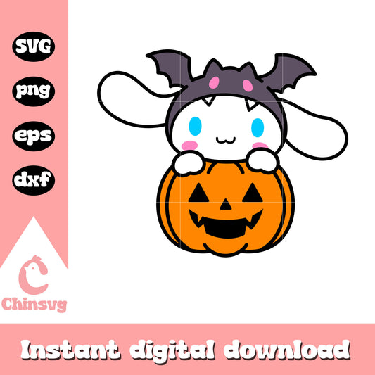 Cinnamoroll pumpkin design svg, halloween cinnamoroll​ svg
