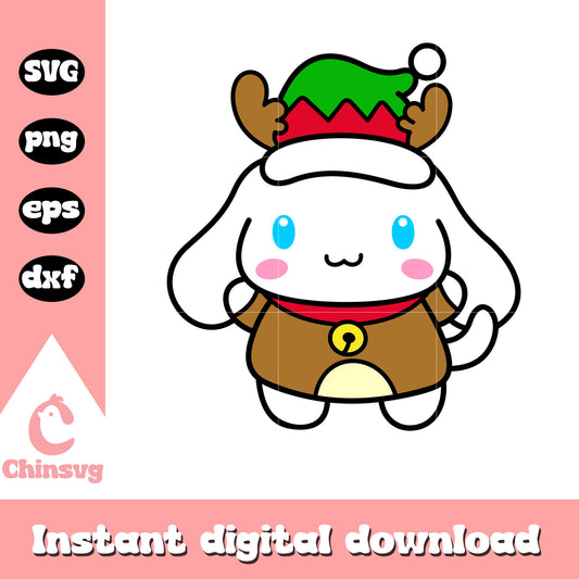 Cinnamoroll reindeer design svg, hello kitty christmas svg
