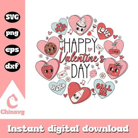 Circle candy heart happy valentine's day svg, valentine day svg