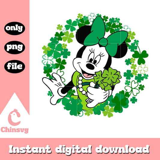 Circle shamrock design minnie png, happy saint patricks day png