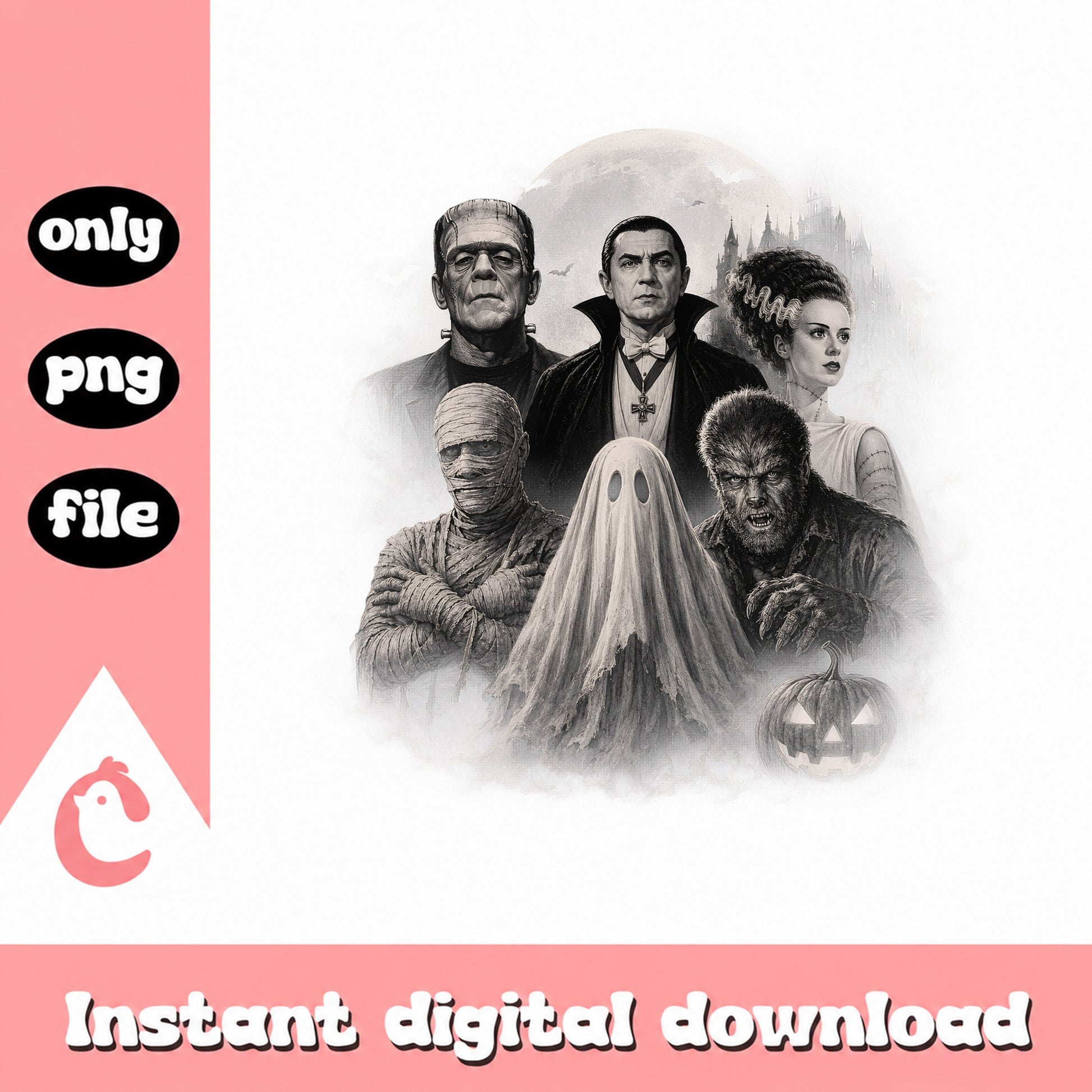 Classic Monsters Halloween PNG, Horror Squad PNG, Spooky PNG