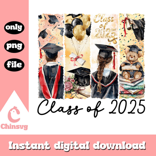 Class of 2025 watercolor design png, classes 2025​ png