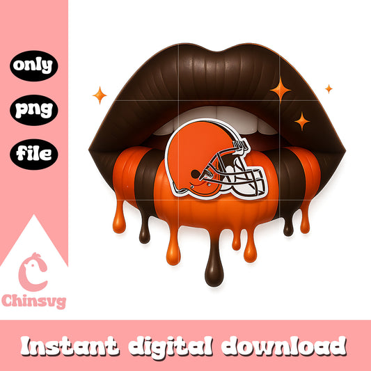 Cleveland browns dripping lips png, cleveland browns logo png