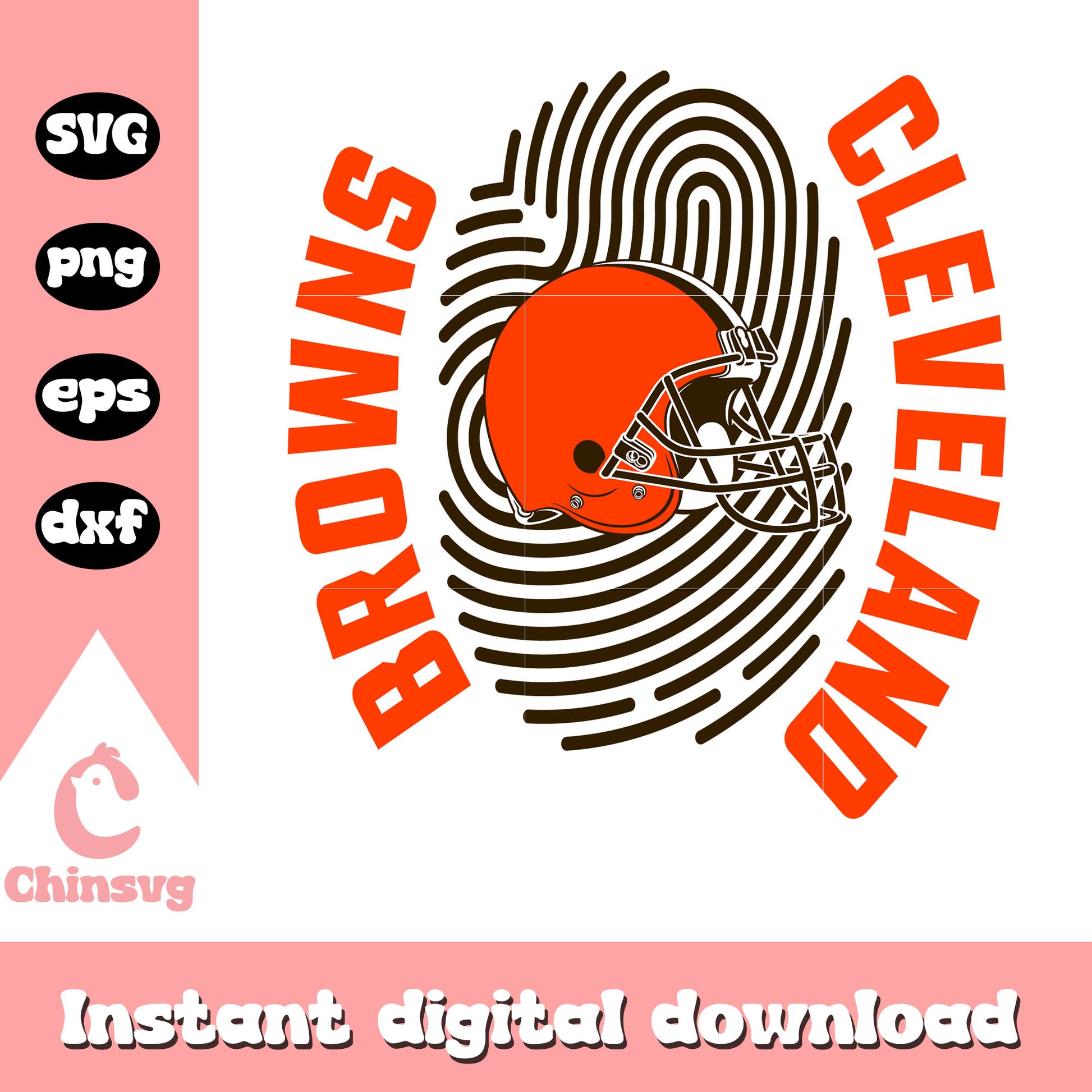 Cleveland browns fingerfrint logo design svg, cleveland browns brownie logo svg