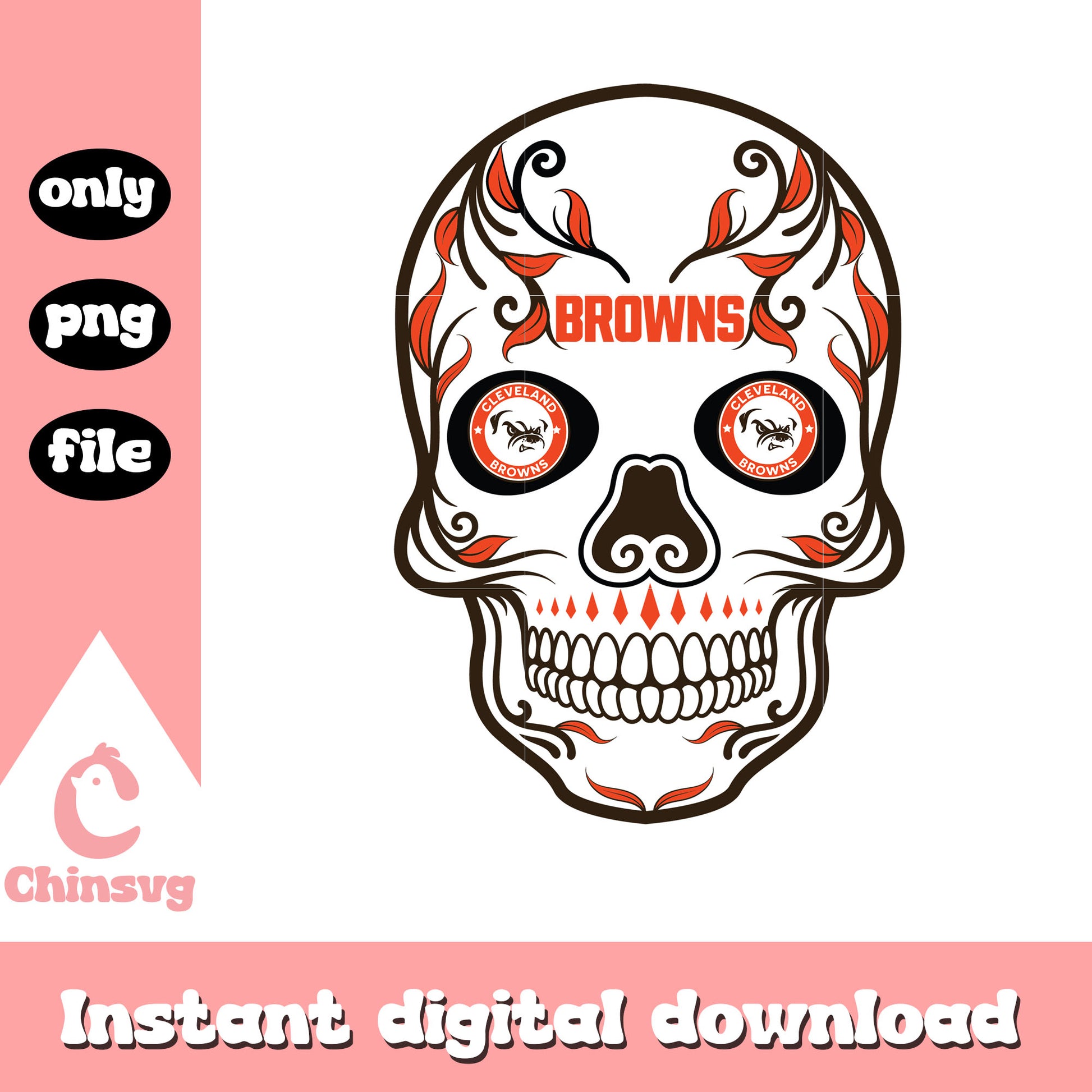 Cleveland browns football skull design svg, nfl sport svg