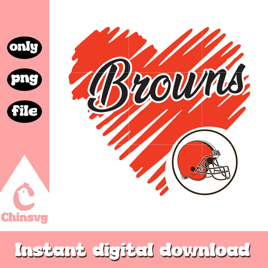 Cleveland browns heart shaped football logo svg, cleveland browns sticker svg