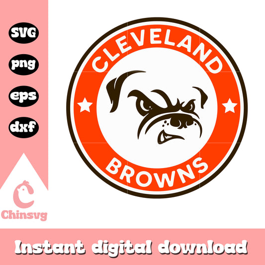 Cleveland browns nfl bulldog face logo svg, dog cleveland browns logo svg