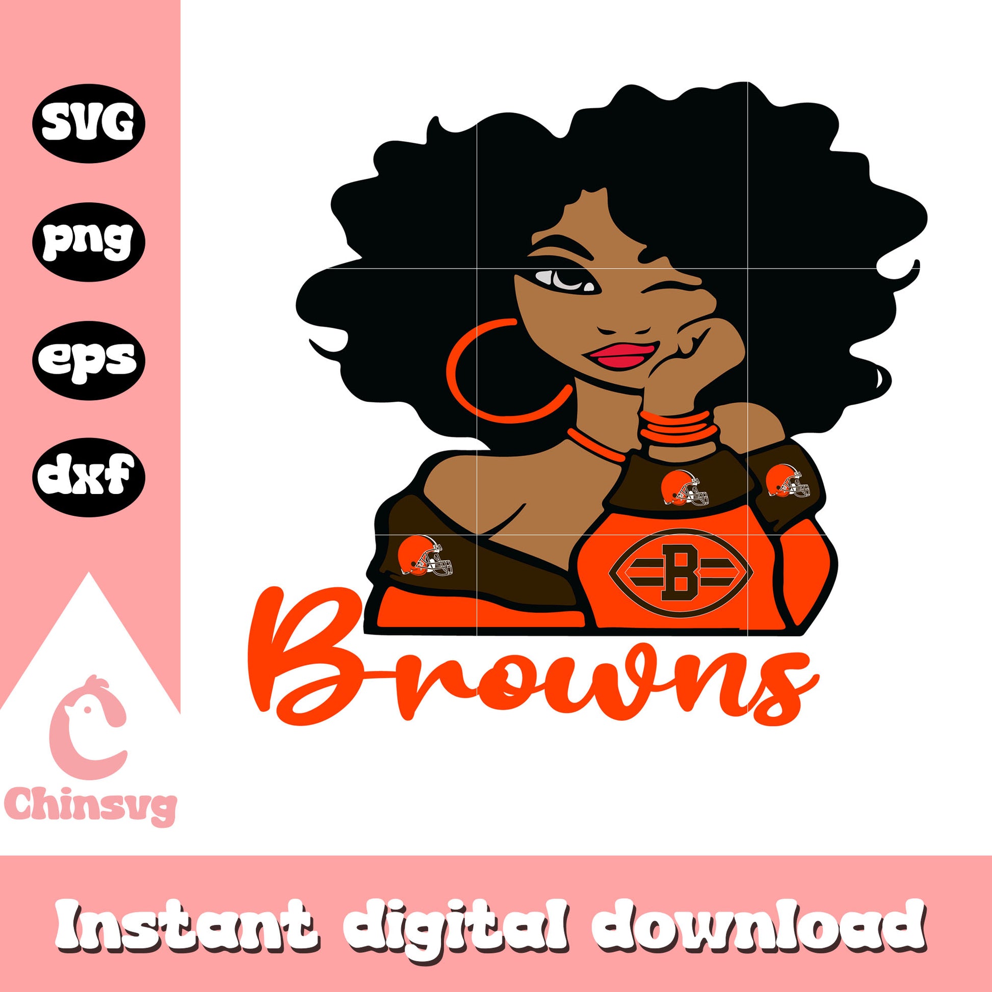 Cleveland browns nfl girl logo design svg, cleveland browns vintage logo svg