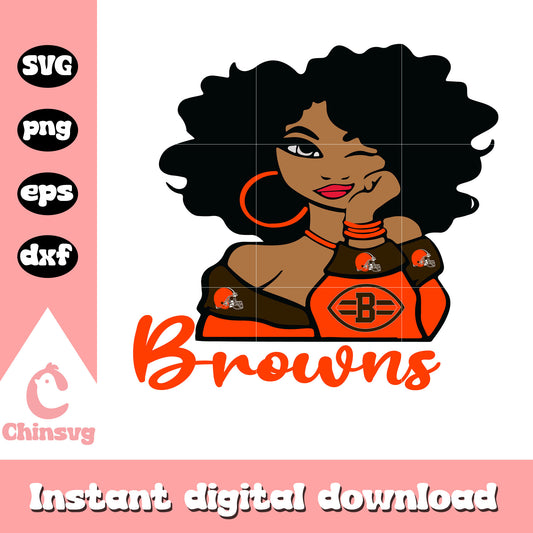 Cleveland browns nfl girl logo design svg, cleveland browns vintage logo svg