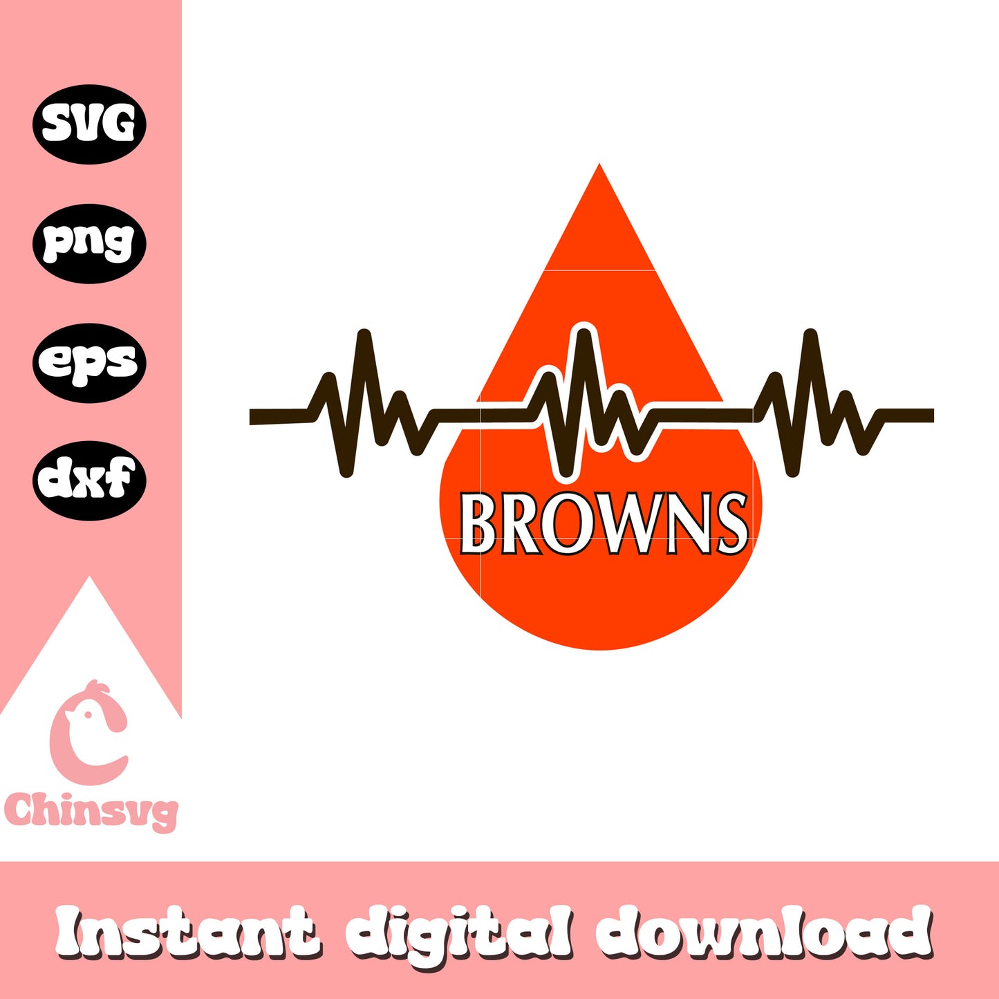 Cleveland browns nfl heartbeat blood svg, cleveland browns logo images svg