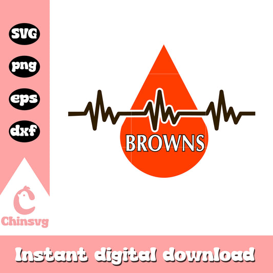 Cleveland browns nfl heartbeat blood svg, cleveland browns logo images svg