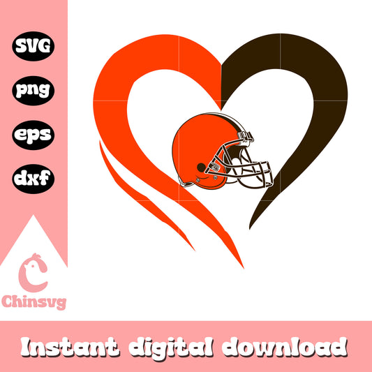 Cleveland browns nfl heart helmet svg, cleveland browns logo history svg