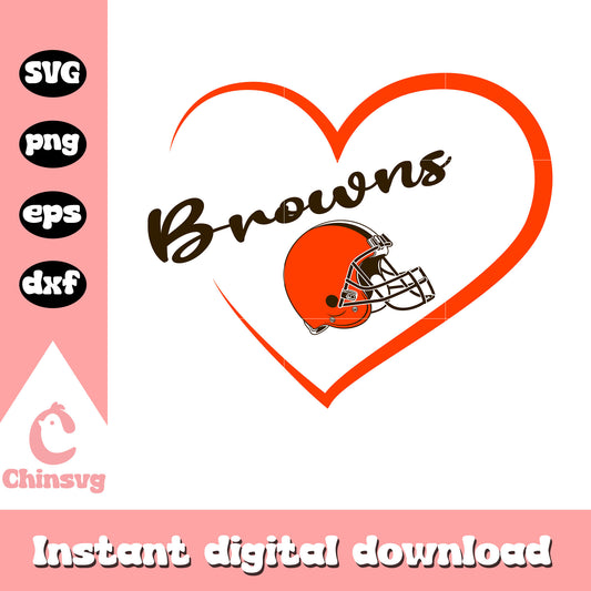 Cleveland browns nfl helmet in heart svg, cleveland browns logo on field svg